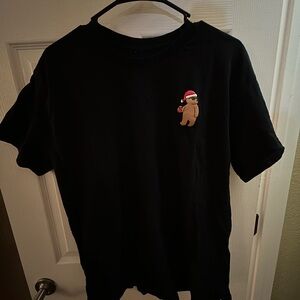 Riot Society Black T-Shirt with Santa Bear
